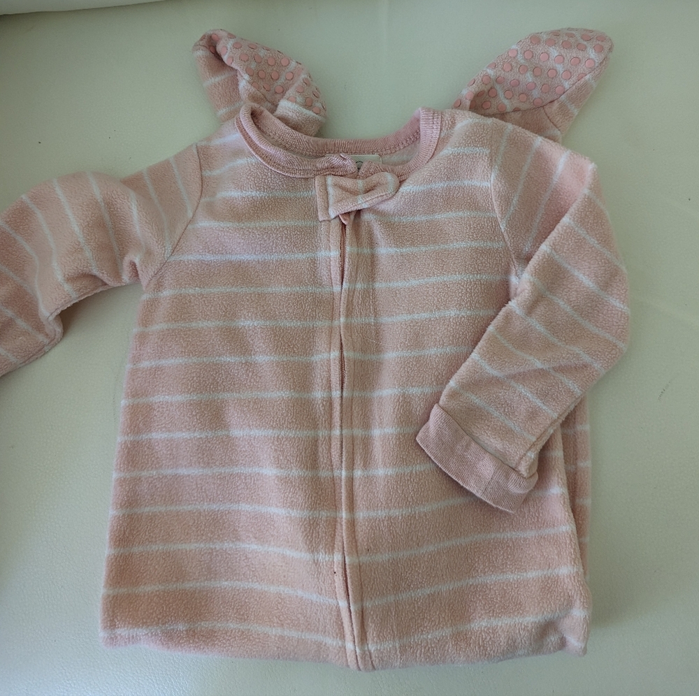Pink Striped Fleece Footed Sleeper 24 Month
